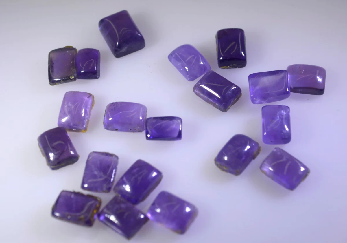 Amethyst 1PC Small 6x8 MM Emerald Cabochon Purple Natural semi Precious Loose Gemstone - Image 3