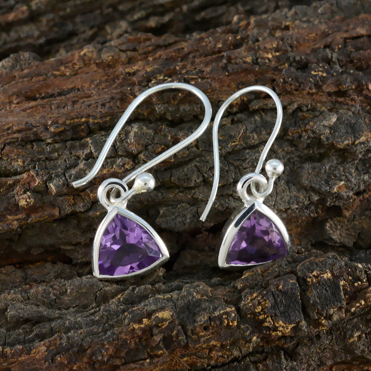 Amethyst African Ayaka Solitaire Dangle Purple Sterling Silver Earring - Image 3