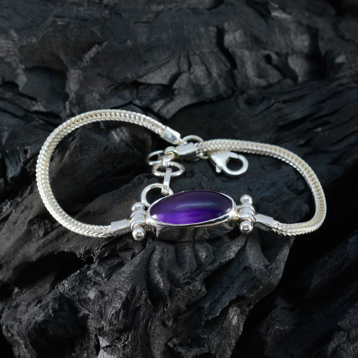 Amethyst Bastille Day Featherlight Purple 925 Silver Chain Bracelet - Image 3