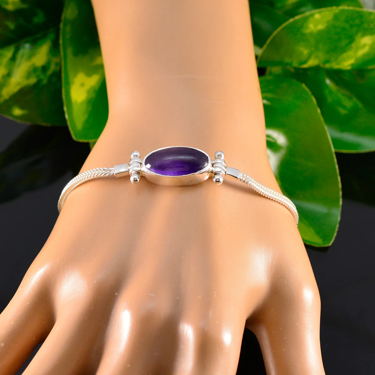 Amethyst Bastille Day Featherlight Purple 925 Silver Chain Bracelet - Image 4