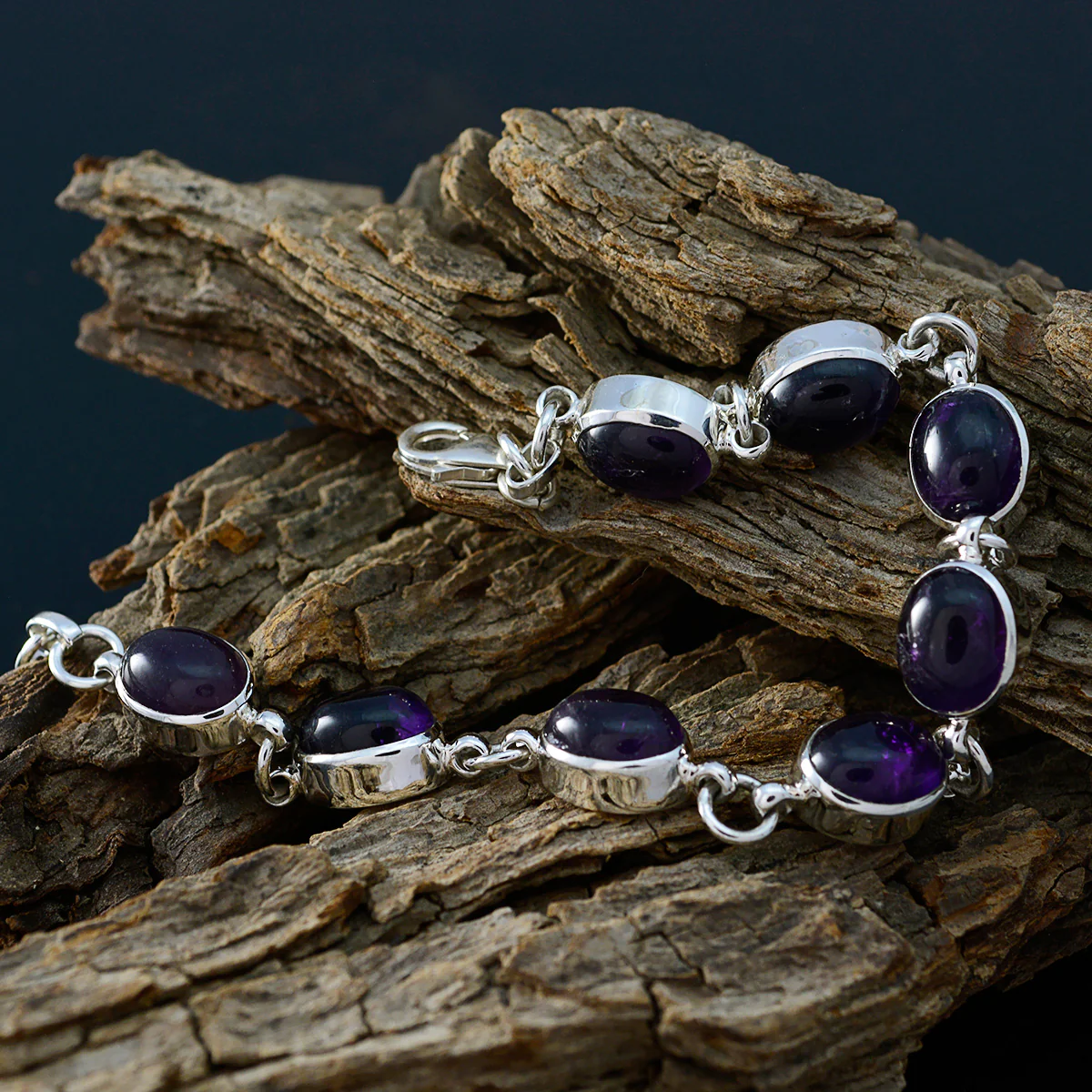 Amethyst Beginning of Autumn Tiny Purple Sterling Silver Links Bracelet - Image 3