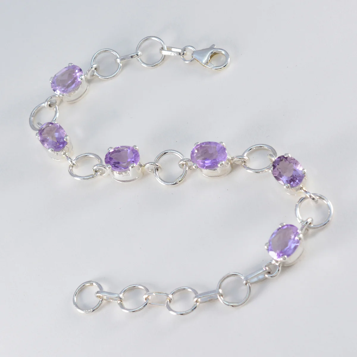 Amethyst Beginning of Summer Slim Purple 925 Silver Links Bracelet - Image 3