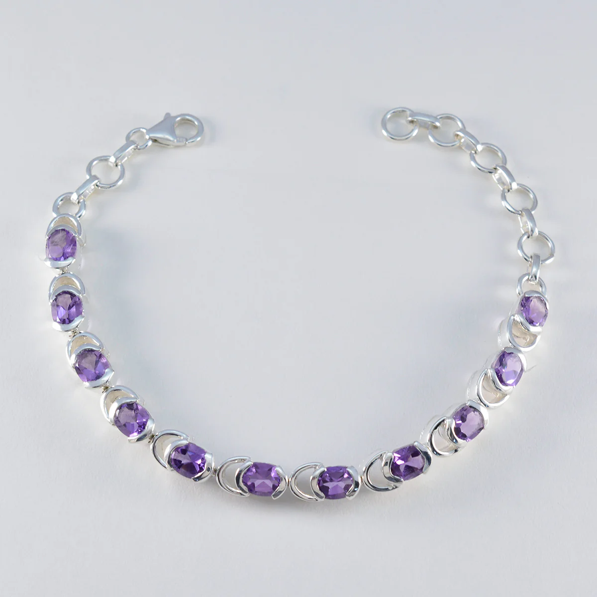 Amethyst Bicycle Day Tiny Purple Sterling Silver Links Bracelet - Image 3