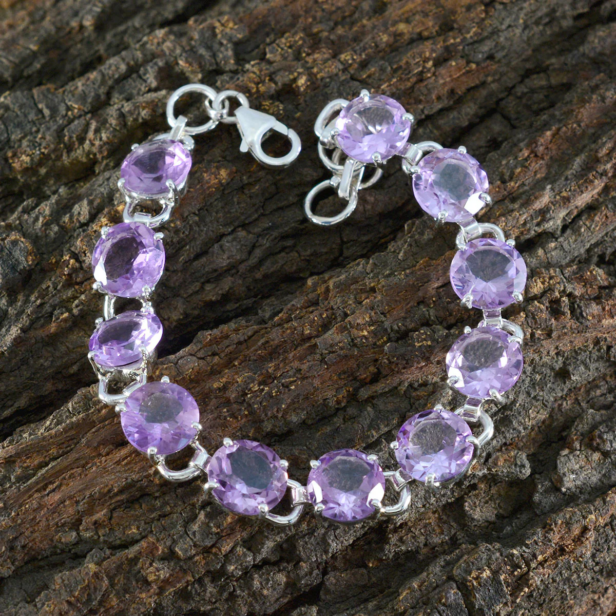 Amethyst Book Lovers Day Tiny Purple 925 Silver Links Bracelet - Image 3
