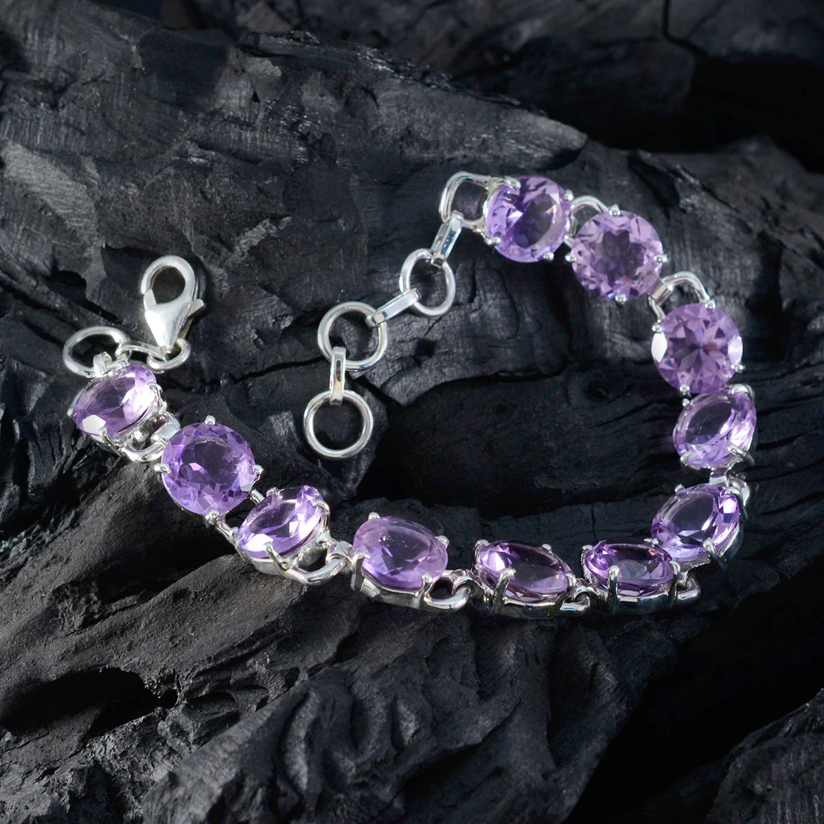 Amethyst Book Lovers Day Tiny Purple 925 Silver Links Bracelet - Image 4
