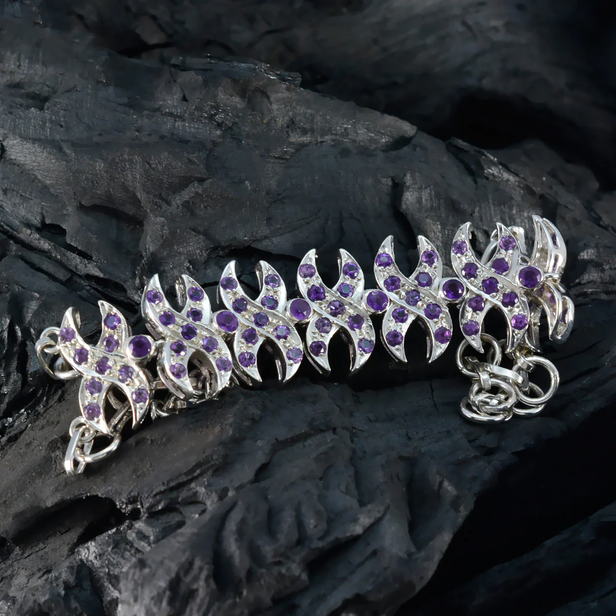 Amethyst Bridal Classic Purple Silver Tennis Bracelet - Image 5