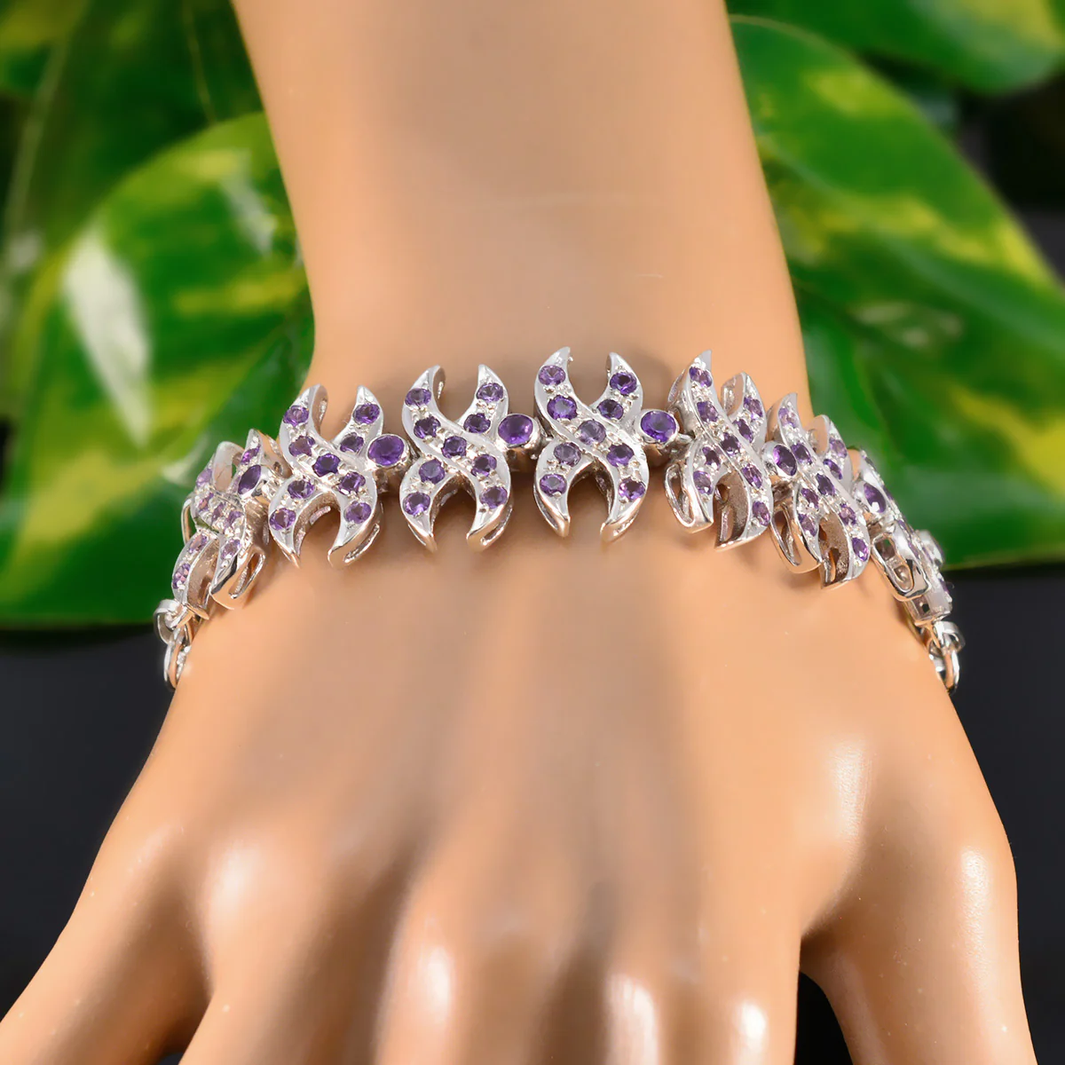 Amethyst Bridal Classic Purple Silver Tennis Bracelet - Image 6
