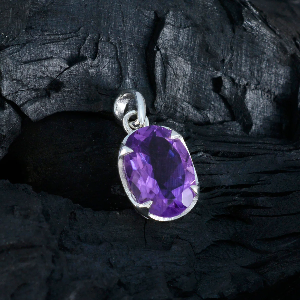 Amethyst Dainty French 925 Silver Solitaire Noelia wedding Purple Pendant Jewelry - Image 3