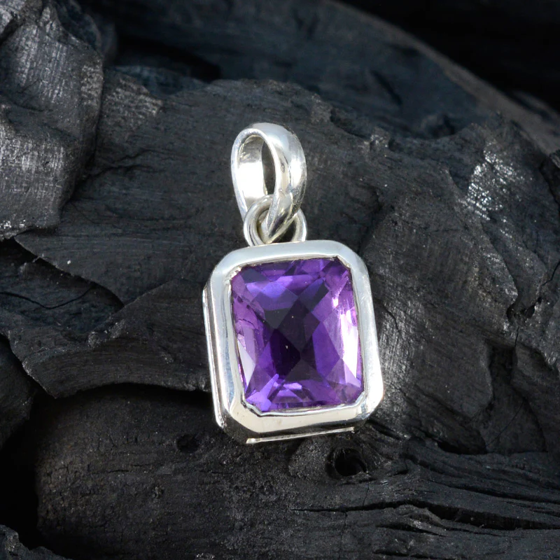 Amethyst Dainty Italian 925 Silver Solitaire Joaquina Modern Purple Pendant Jewelry - Image 4