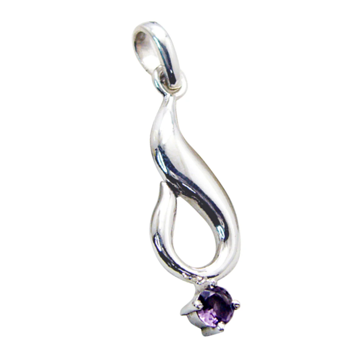 Amethyst Featherlight French 925 Silver Solitaire Julieta Cocktail Purple Pendant Jewelry - Image 3