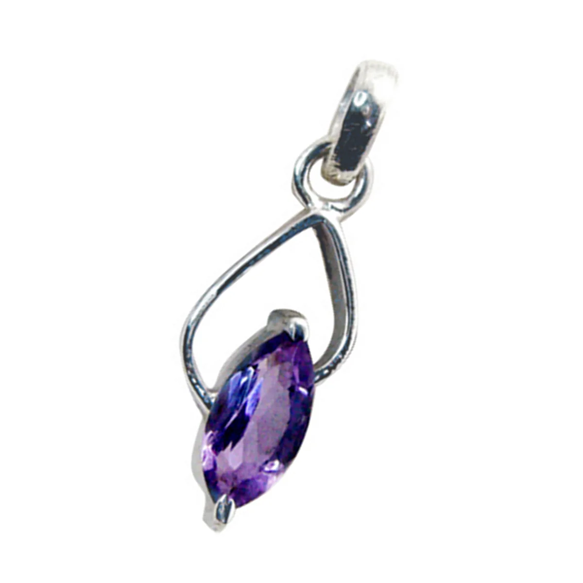 Amethyst Featherlight Italian 925 Silver Solitaire Laura Abstract Purple Pendant Jewelry - Image 3
