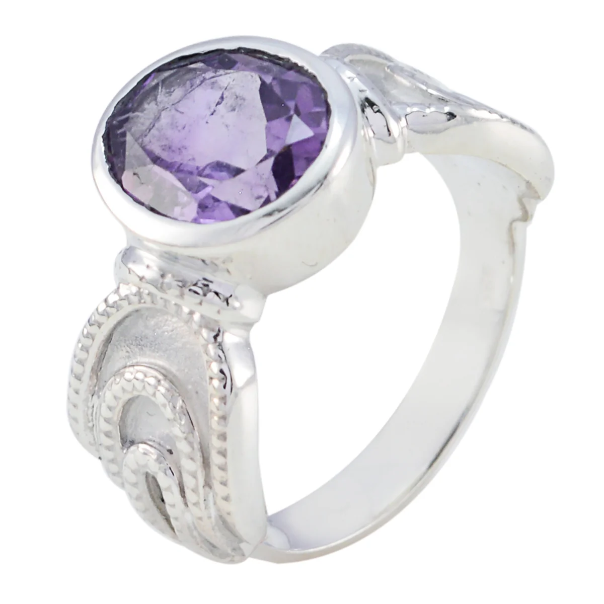 Amethyst Solitaire African 92.5 Silver Purple Gemstone Mid-weight Romantic Ring Jewellery - Image 3