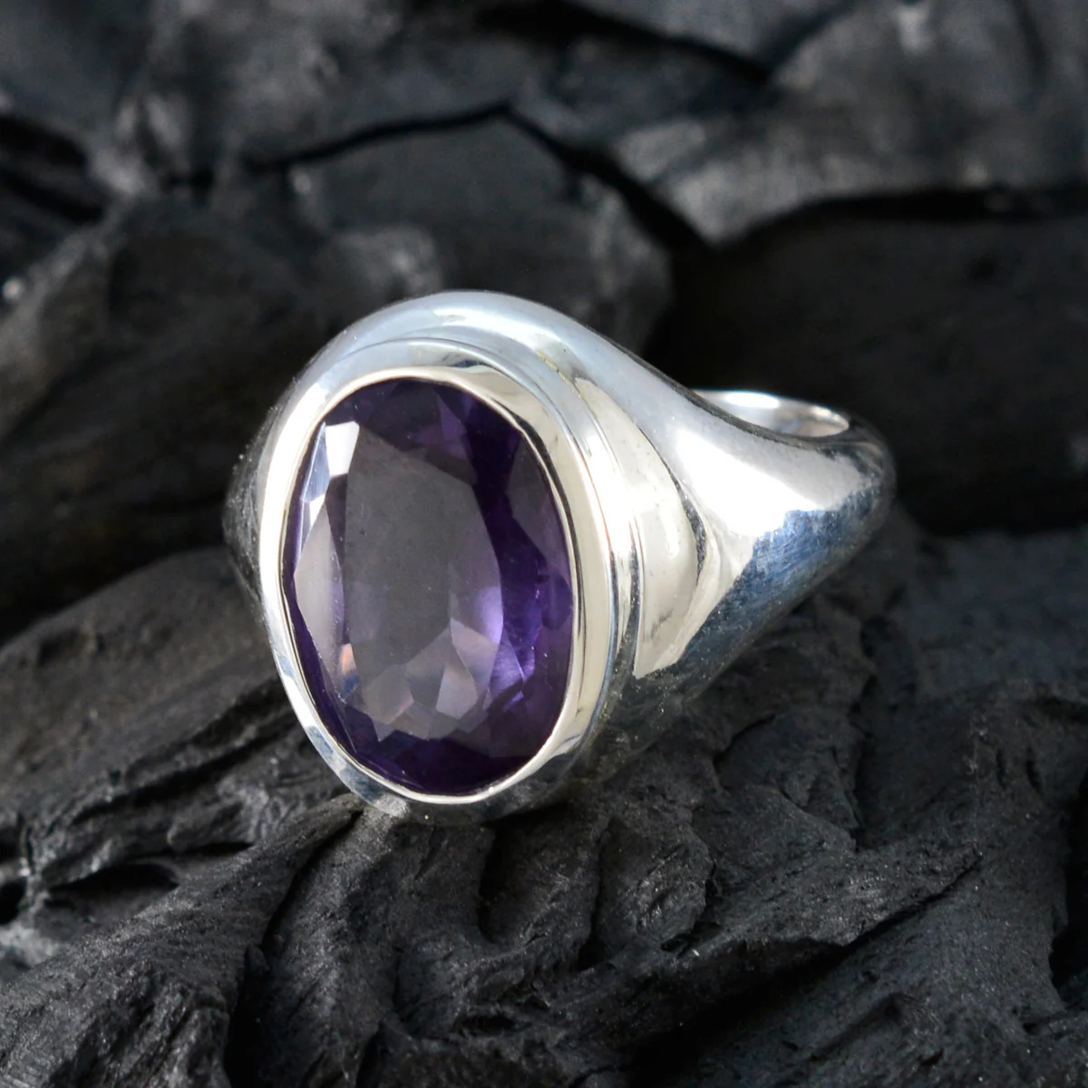 Amethyst Solitaire African 925 Sterling Silver Purple Gemstone Eye-catching valentine Ring Jewellery - Image 4
