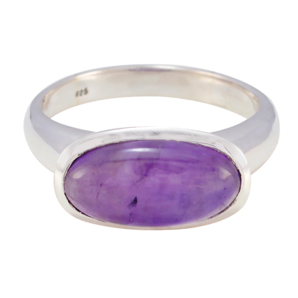 Amethyst Solitaire French Silver Purple Gemstone Mid-weight Romantic Ring Jewelry - Image 3