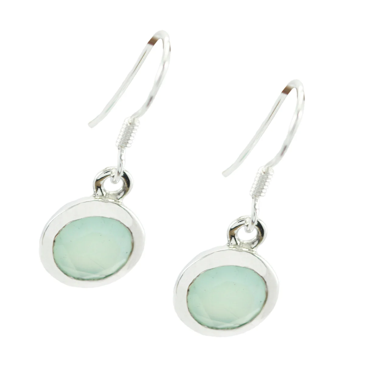 Aqua Chalcedony African Sofia Solitaire Dangle Green Sterling Silver Earring - Image 3