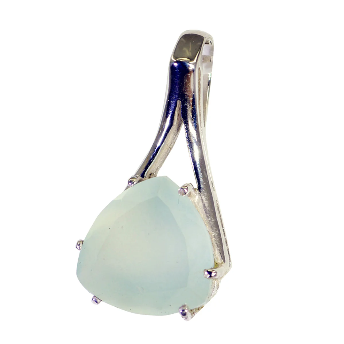 Aqua Chalcedony Dainty French 925 Silver Solitaire Antonia Eternity Blue Pendant Jewelry - Image 3