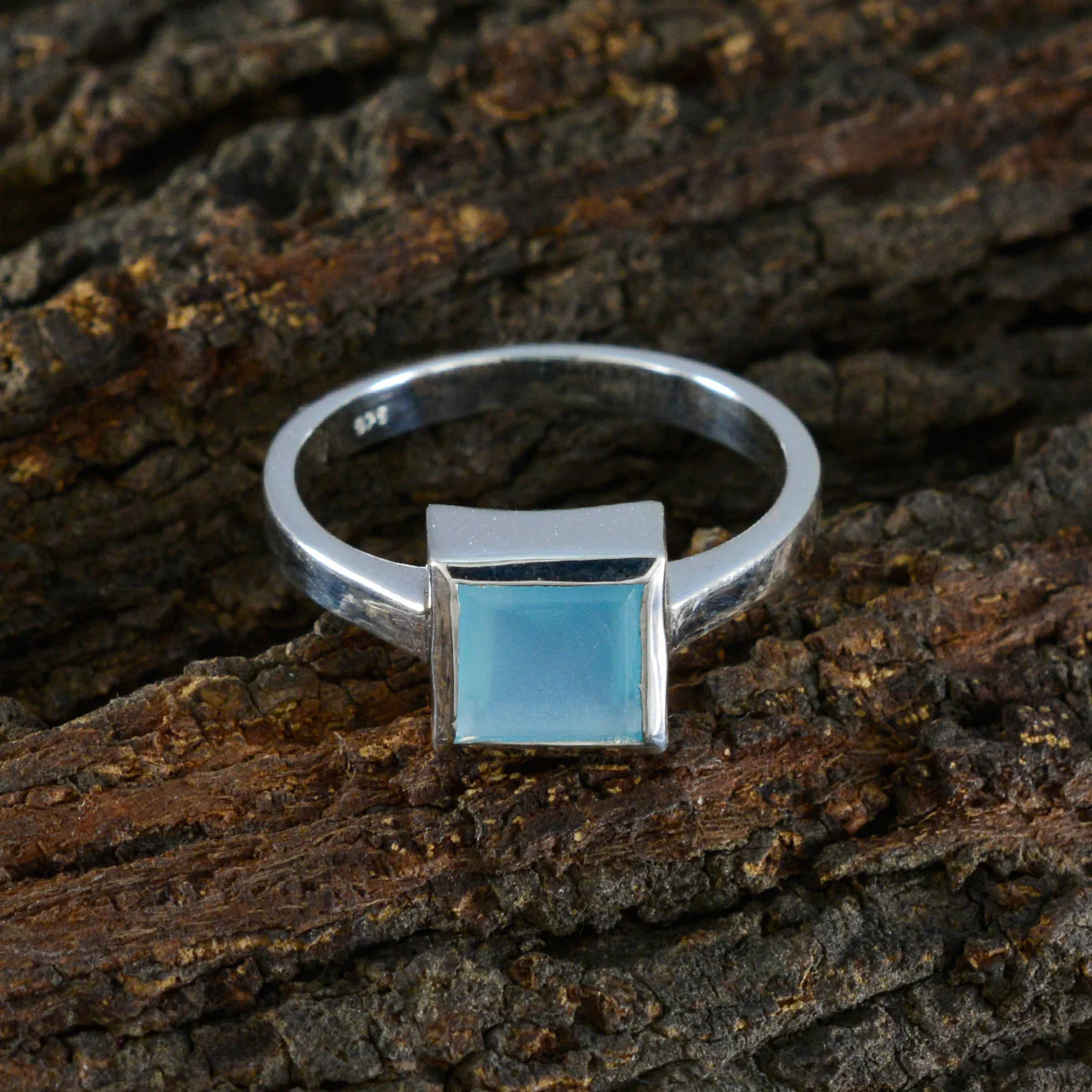 Aqua Chalcedony Solitaire German Silver Green Gemstones Featherlight Cultural Ring Jewelry - Image 3