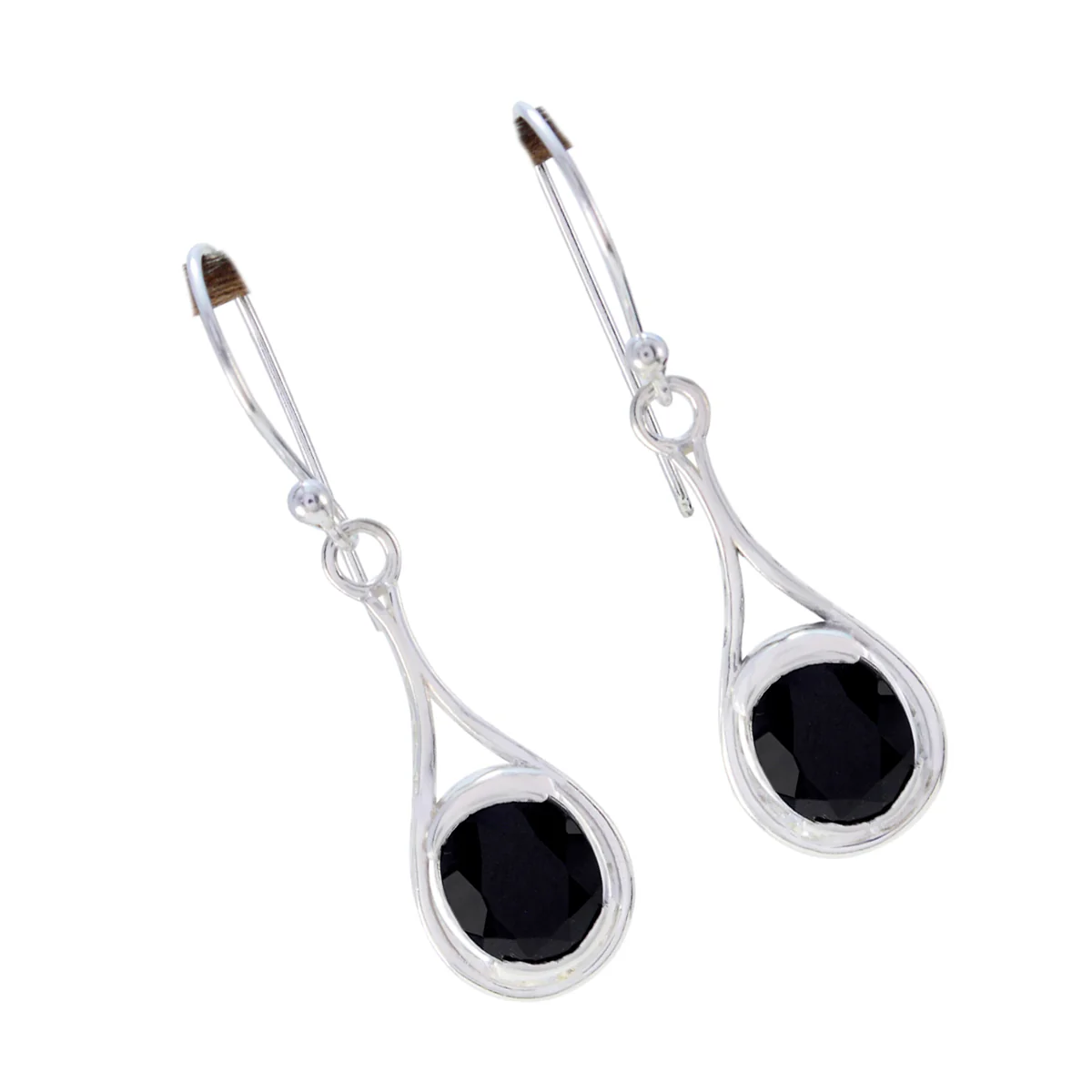 Black Onyx Australian Nella Solitaire Dangle Black 925 Sterling Silver Earring - Image 3