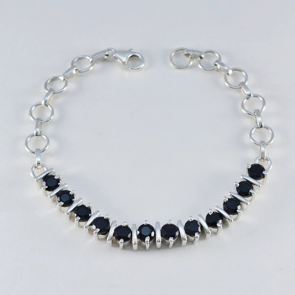Black Onyx Clean Your Desk Day Tiny Black Silver Tennis Bracelet - Image 3
