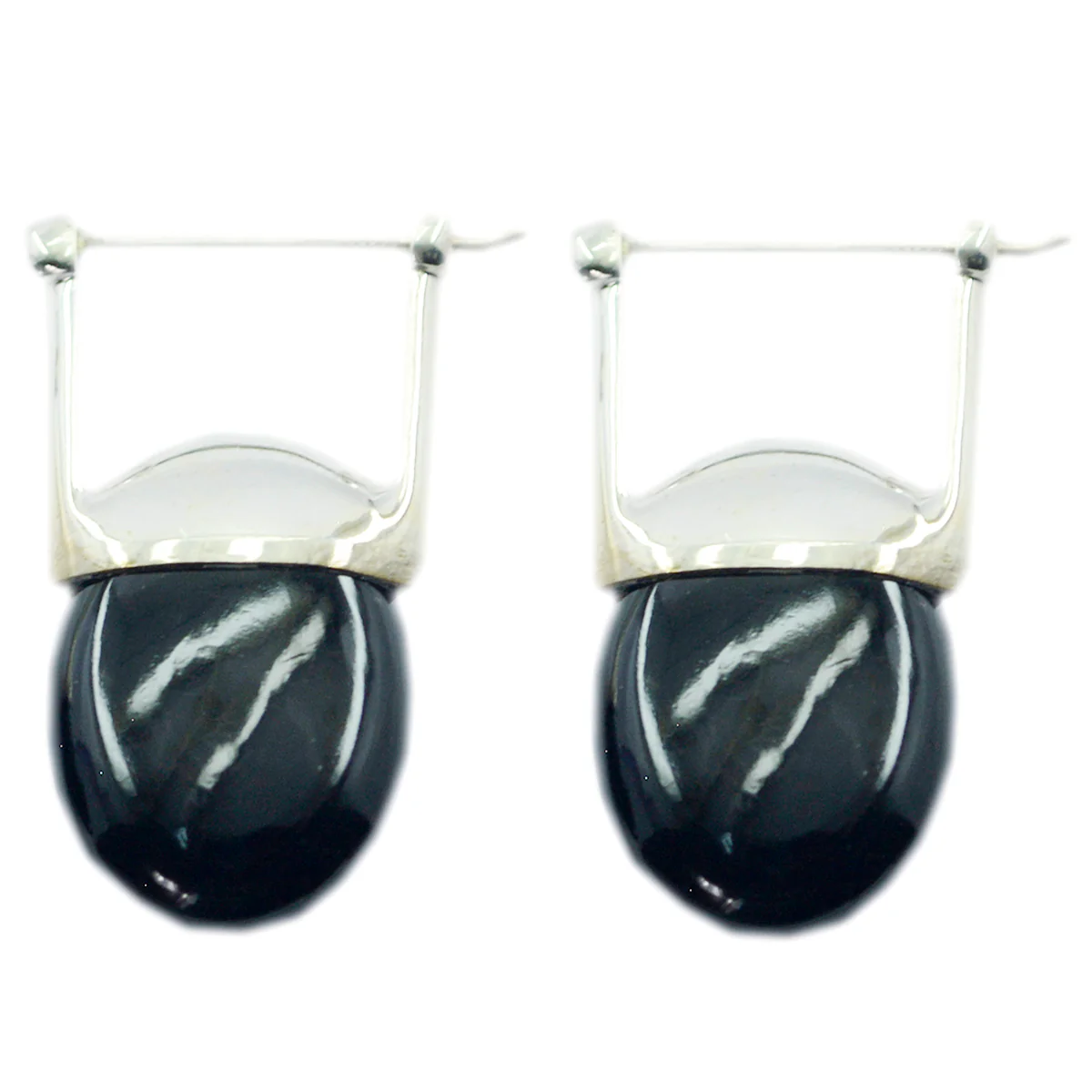 Black Onyx Latin American Elena Solitaire Dangle Black 92.5 Silver Earring - Image 3