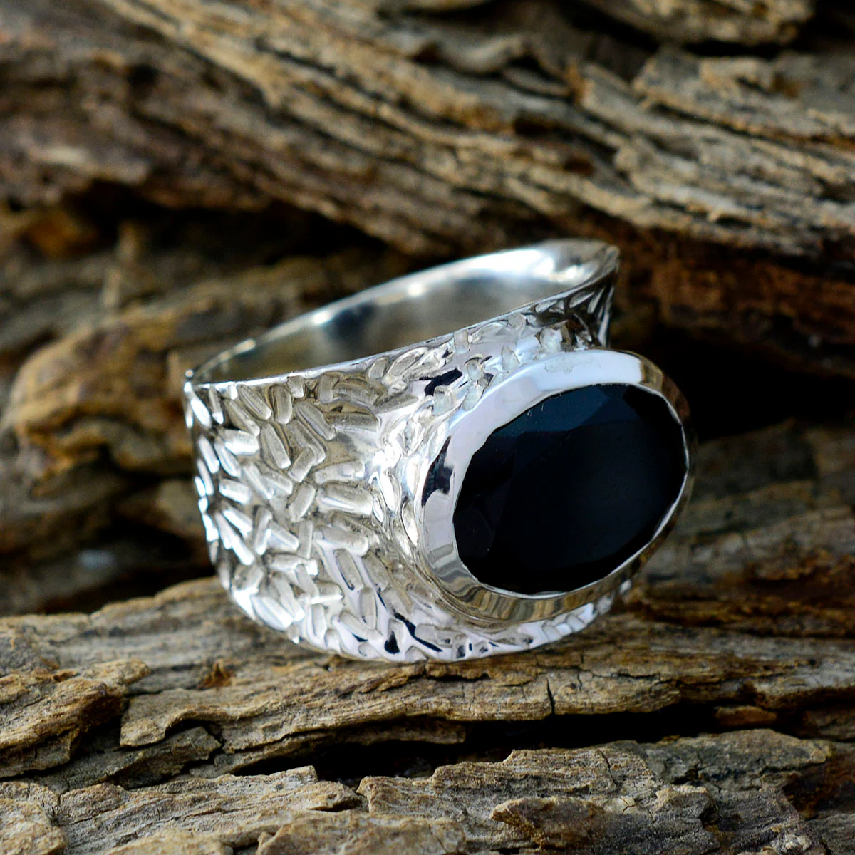 Black Onyx Solitaire African 925 Sterling Silver Black Gems Essential  engravings Ring Jewellery - Image 3