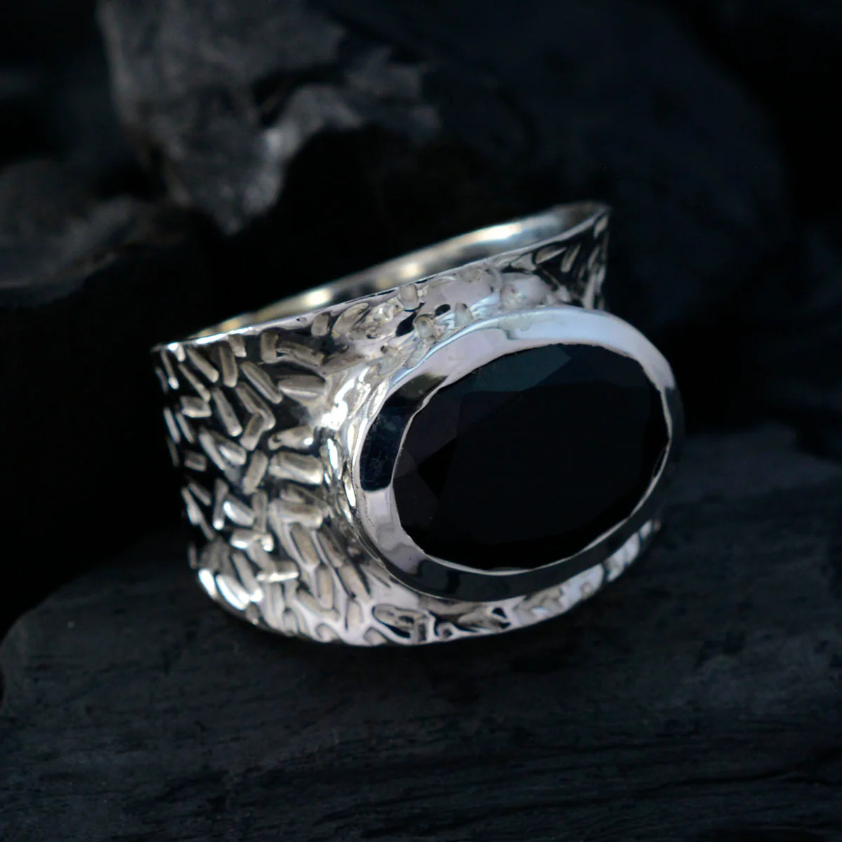 Black Onyx Solitaire African 925 Sterling Silver Black Gems Essential  engravings Ring Jewellery - Image 4
