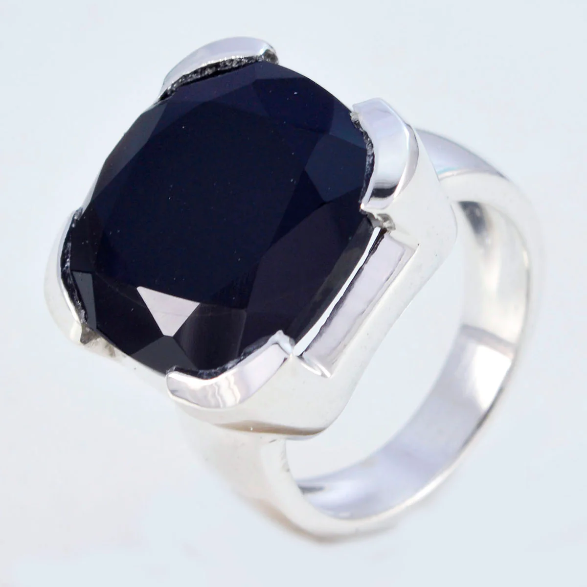 Black Onyx Solitaire German 925 Sterling Silver Black Gemstone Edgy Signet Ring Jewelry - Image 3