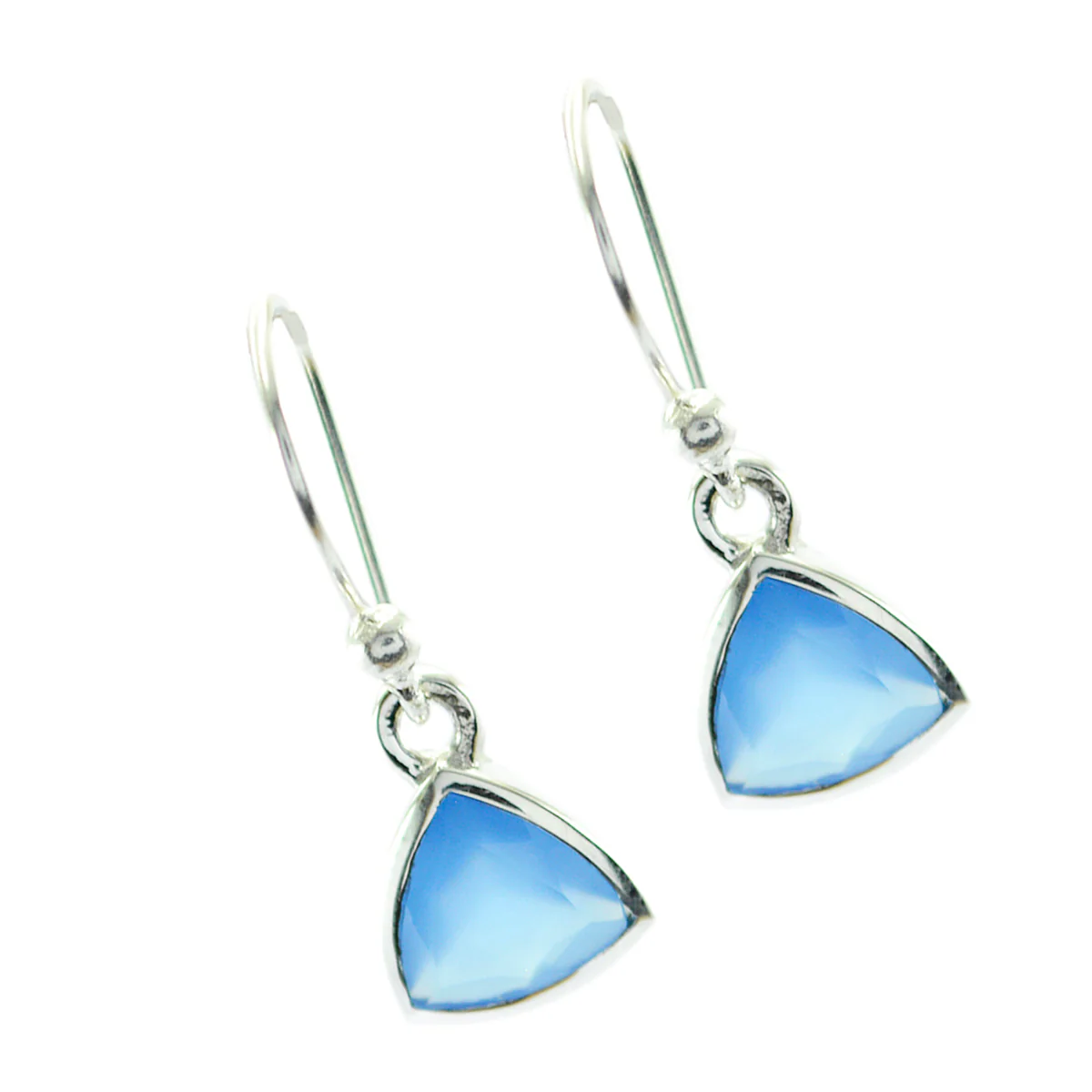 Blue Chalcedony African Lorena Solitaire Dangle Blue 925 Sterling Silver Earring - Image 3