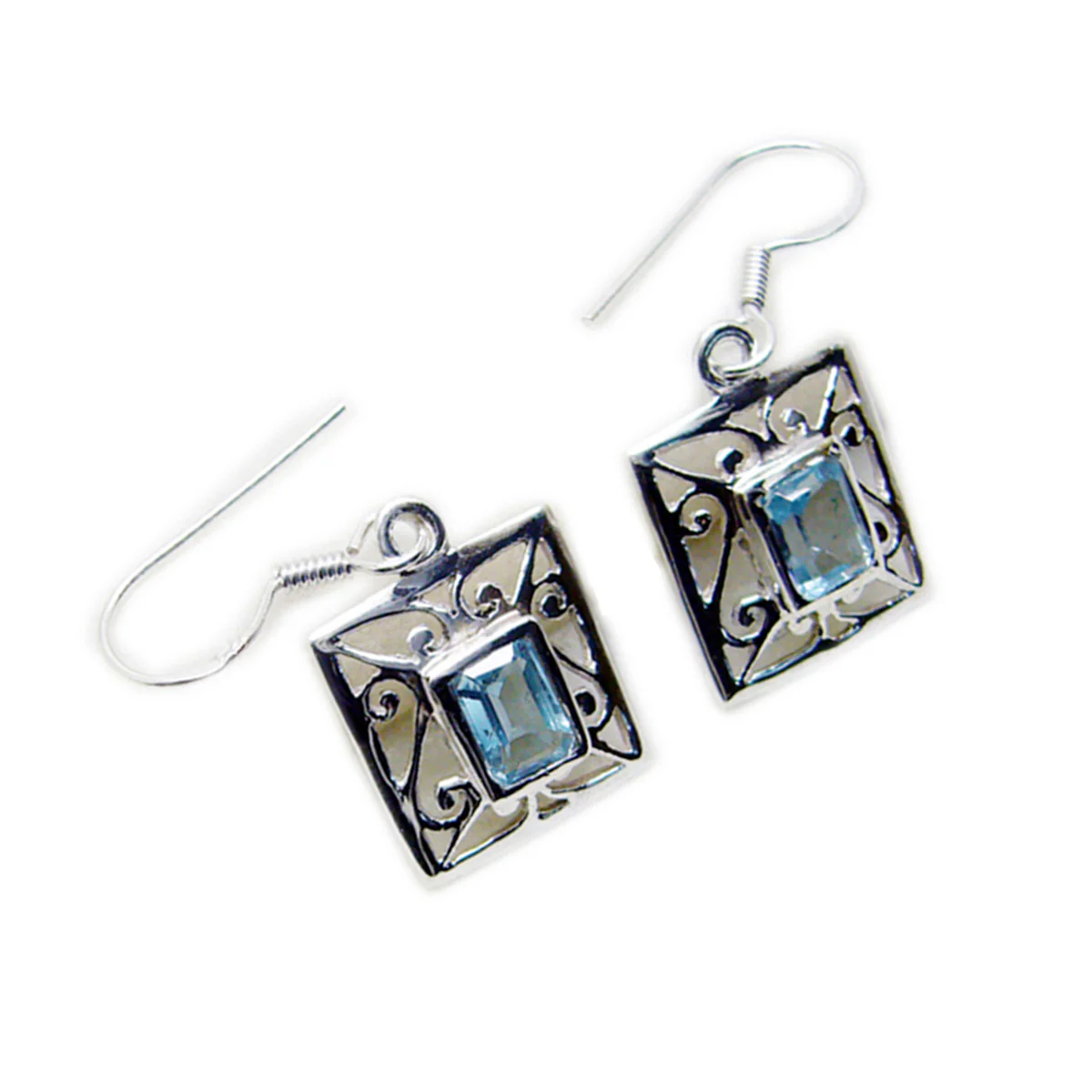 Blue Topaz Australian Cecilia Solitaire Dangle Blue 925 Silver Earring - Image 3
