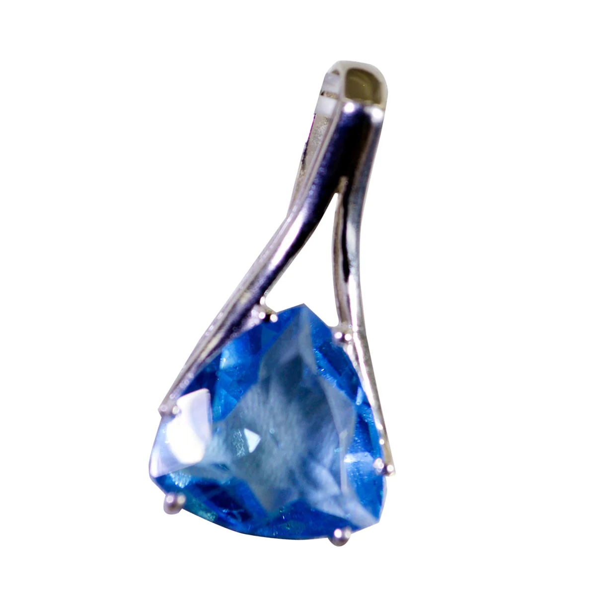 Blue Topaz Dainty German 92.5 Silver Solitaire Bianca Heart Blue Pendant Jewellery - Image 3