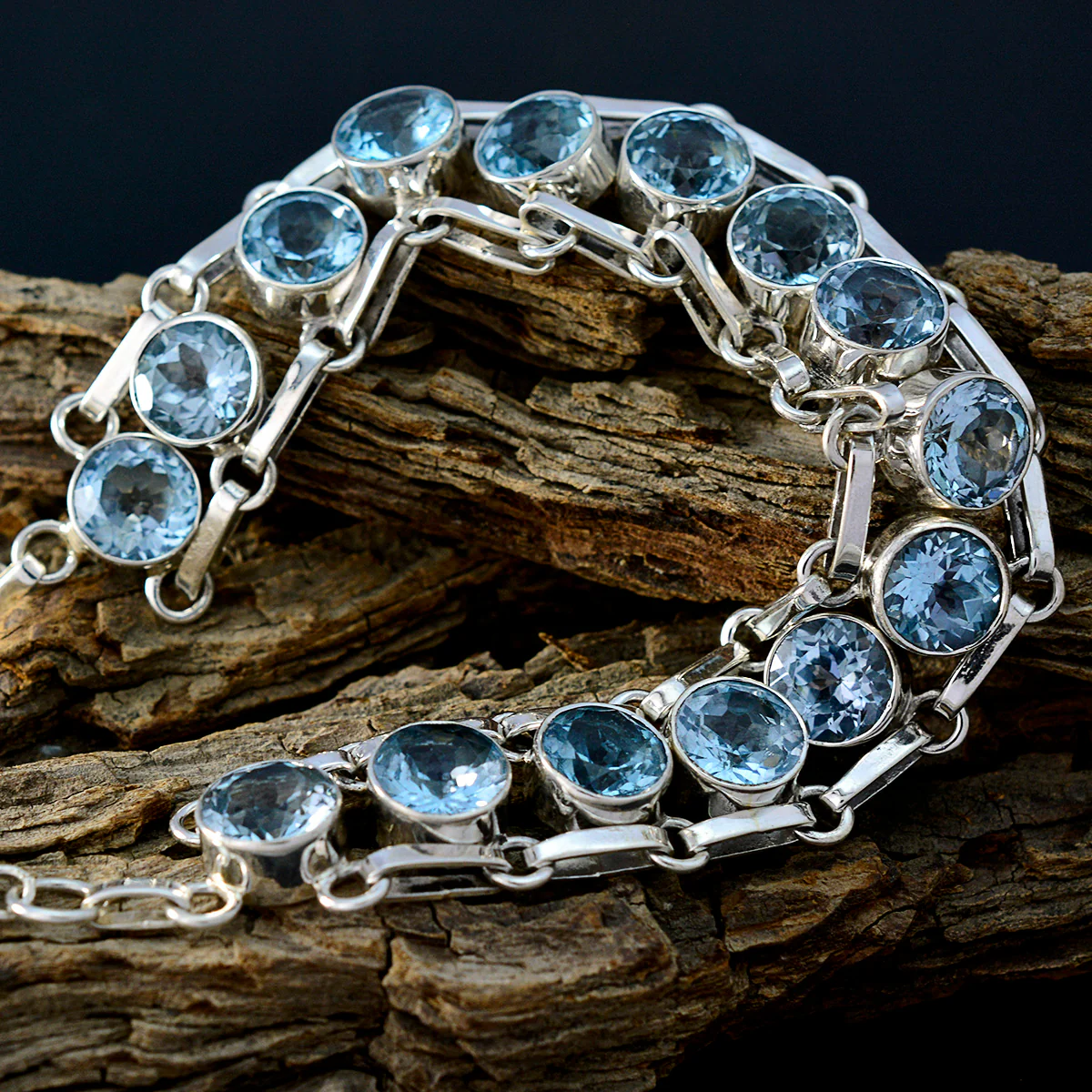 Blue Topaz Ending of Ramadan Essential Blue 925 Silver Links Bracelet - Image 3