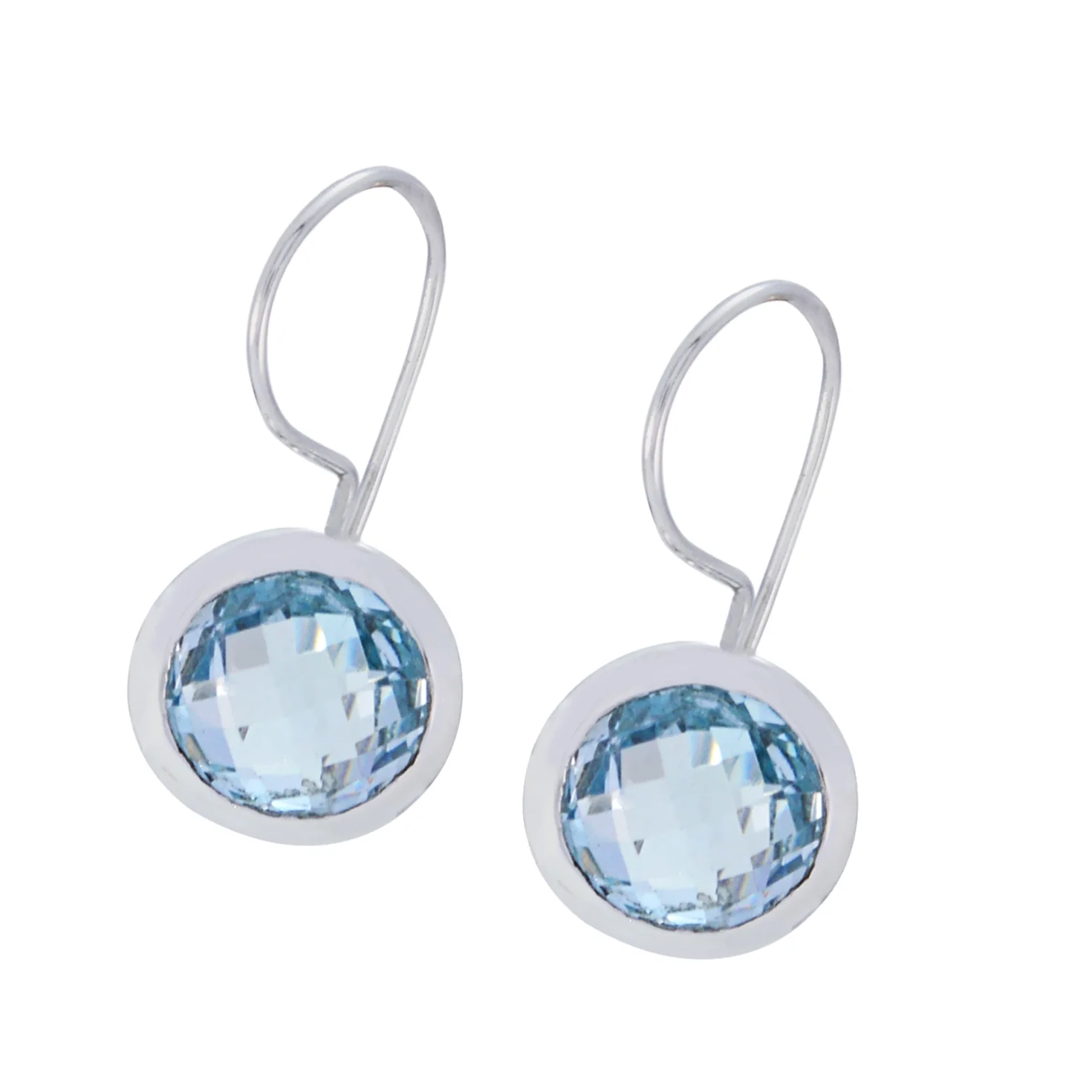 Blue topaz Korean Aurora Solitaire Dangle Blue 92.5 Silver Earring - Image 3