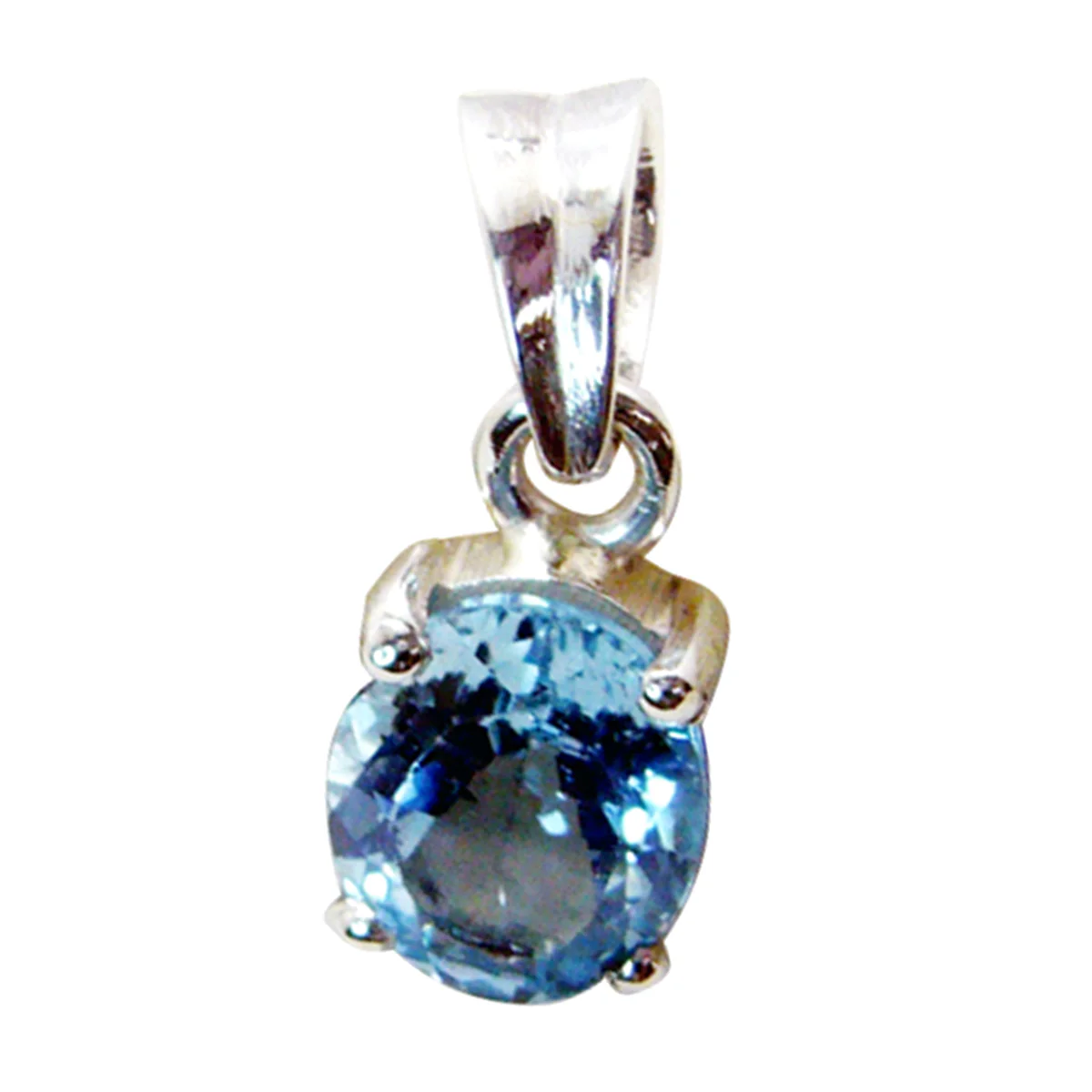 Blue Topaz Minimalist Korean Silver Solitaire Chen Abstract Blue Pendant Jewelry - Image 3