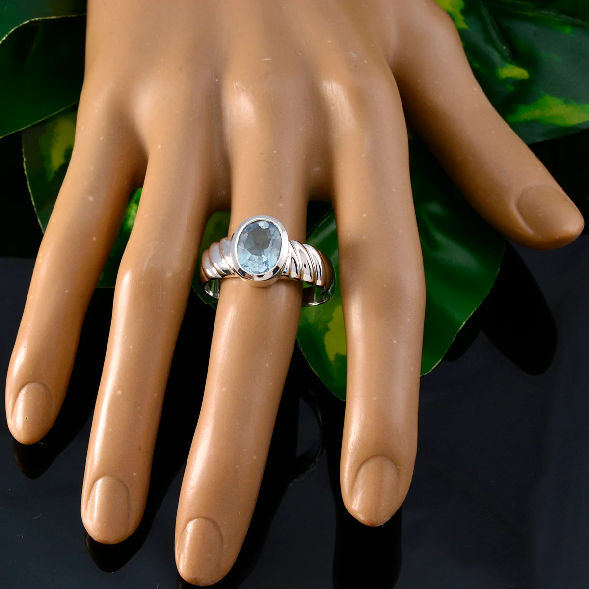 Blue Topaz Solitaire Indian Sterling Silver Blue Gemstone Mid-weight Fairytale Ring Jewellery - Image 5