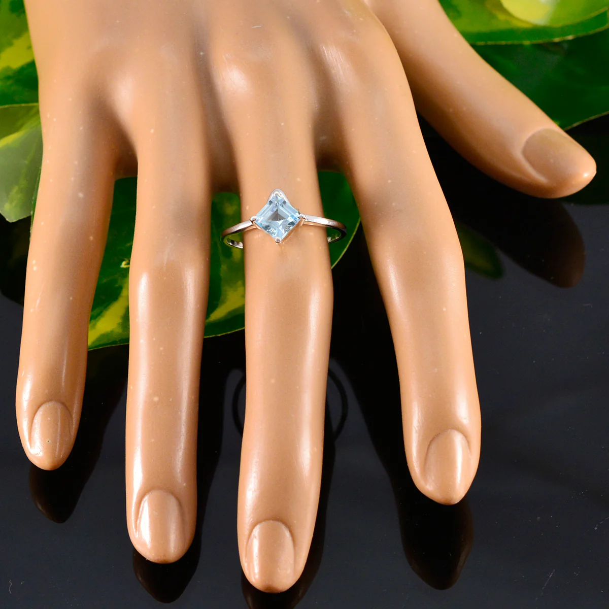 Blue Topaz Solitaire Japanese 925 Silver Blue Gems Delicate Feminine Ring Jewellery - Image 5