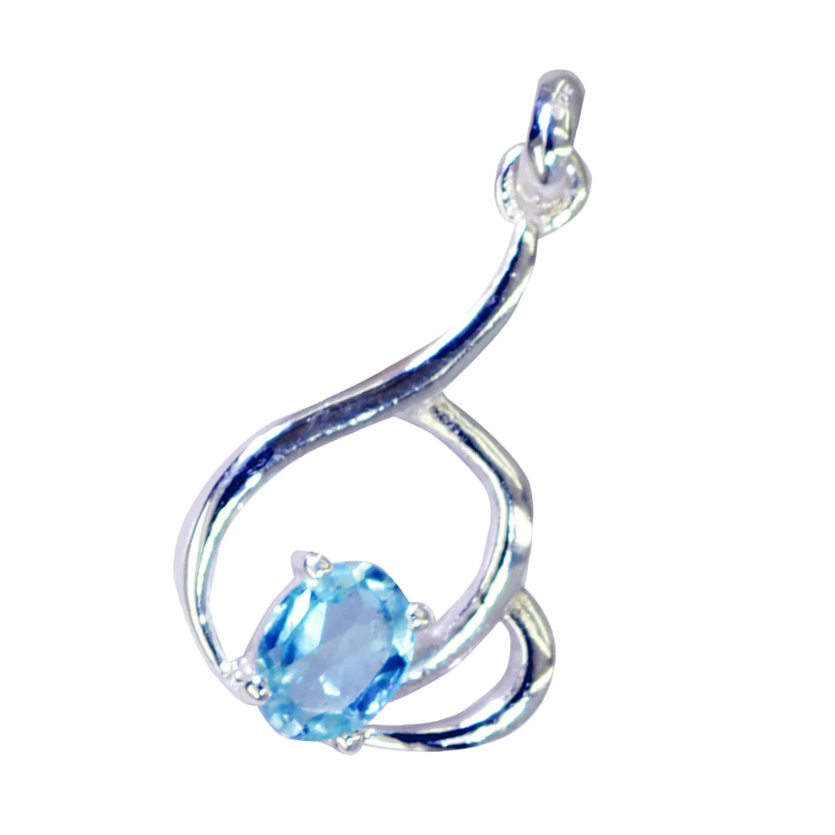 Blue Topaz Tiny Italian 92.5 Silver Solitaire Cecilia Love Blue Pendant Jewellery - Image 3
