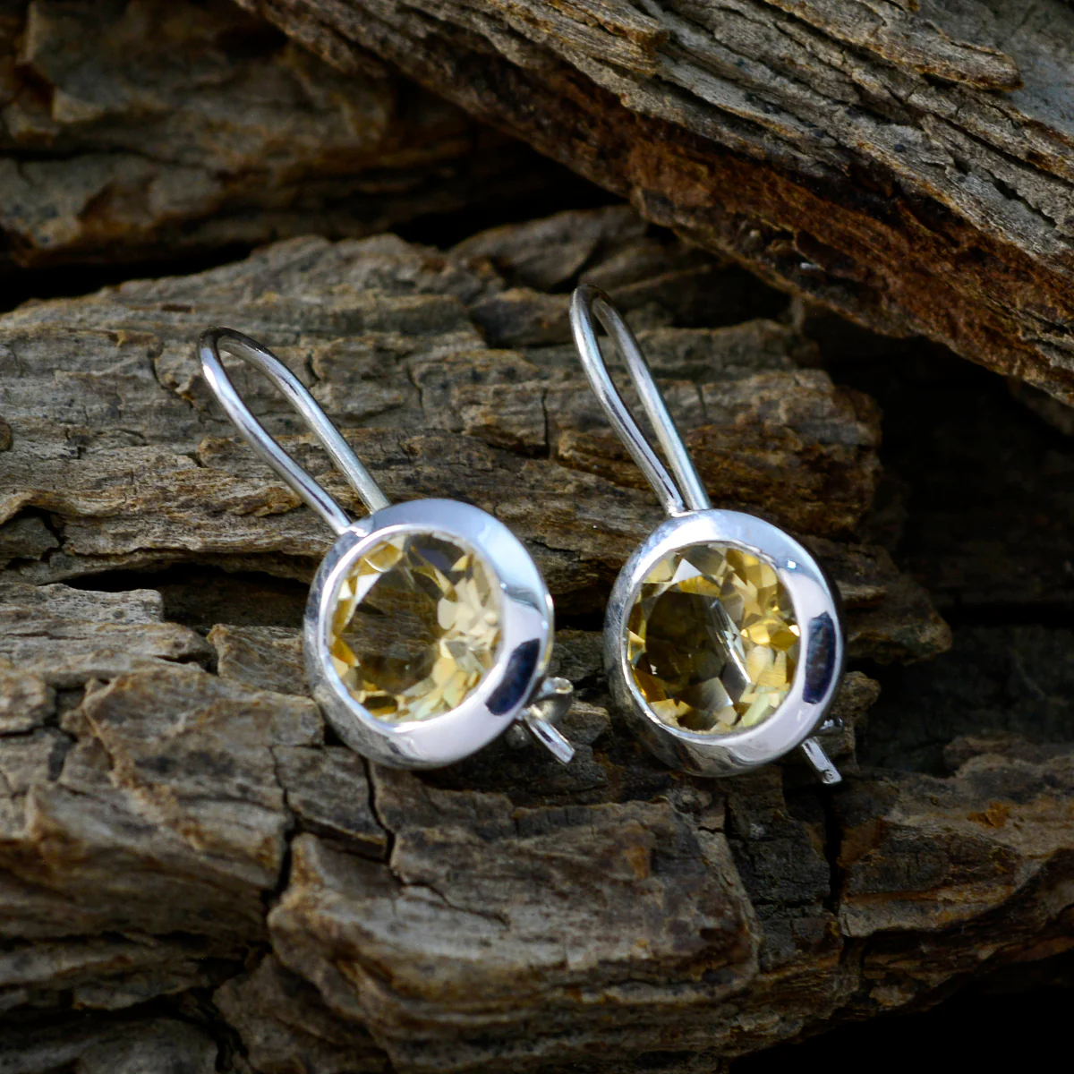 Citrine African Evelyn Solitaire Dangle Yellow 925 Sterling Silver Earring - Image 4