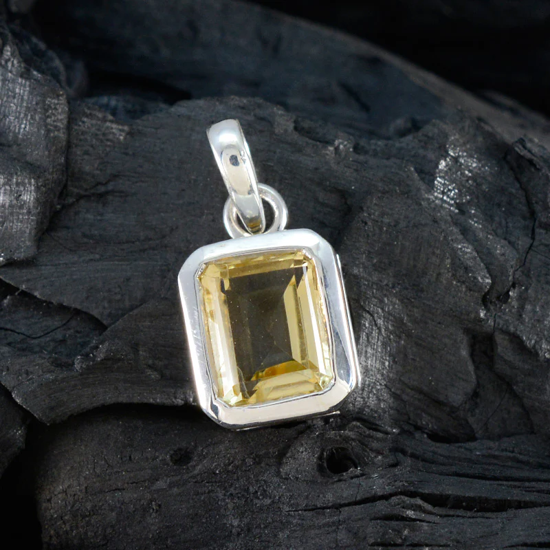 Citrine Dainty French Silver Solitaire Julieta Abstract Yellow Pendant Jewelry - Image 4