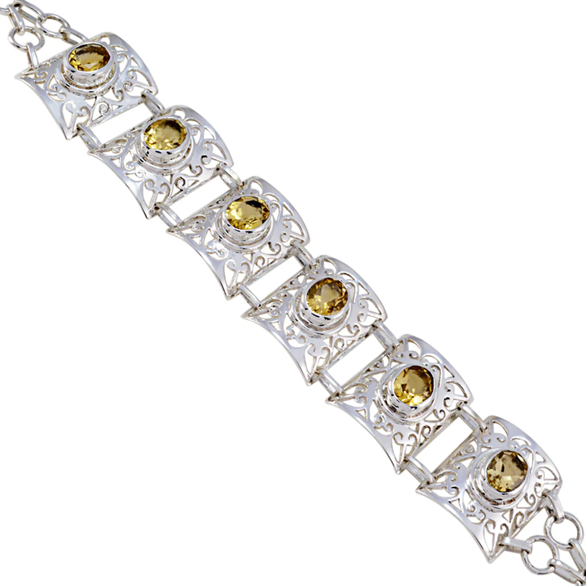 Citrine Galentine's Day Essential Yellow 925 Silver Links Bracelet - Image 3