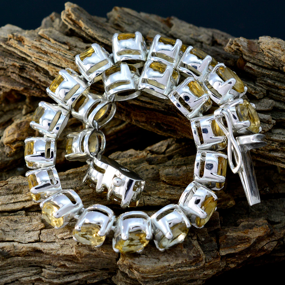 Citrine Get to Know Your Customers Day Minimal Yellow Sterling Silver Tennis Bracelet - Image 3