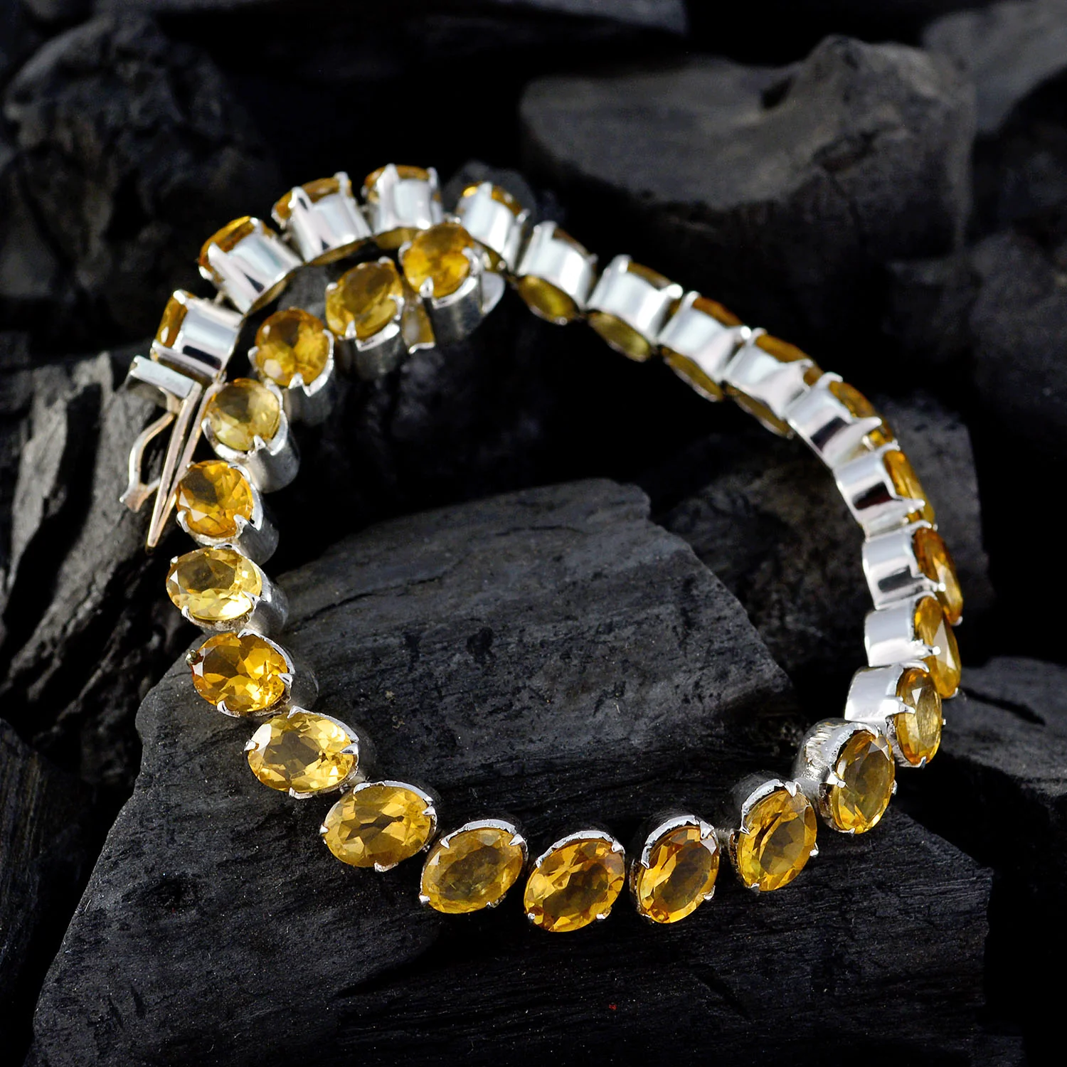 Citrine Get to Know Your Customers Day Minimal Yellow Sterling Silver Tennis Bracelet - Image 4