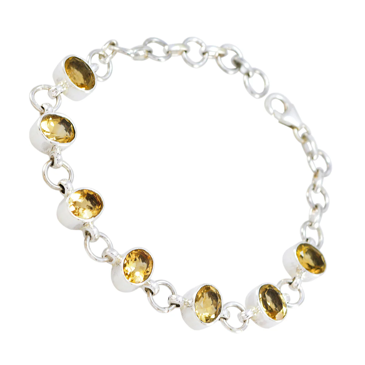 Citrine Gift for Her Featherlight Yellow 925 Silver Links Bracelet - Image 3