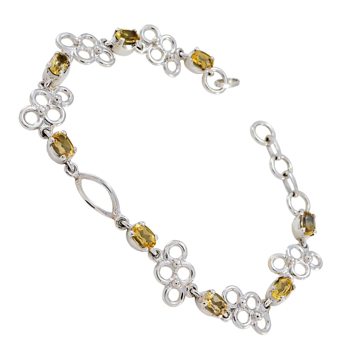 Citrine Gift Slim Yellow 925 Silver Links Bracelet - Image 3