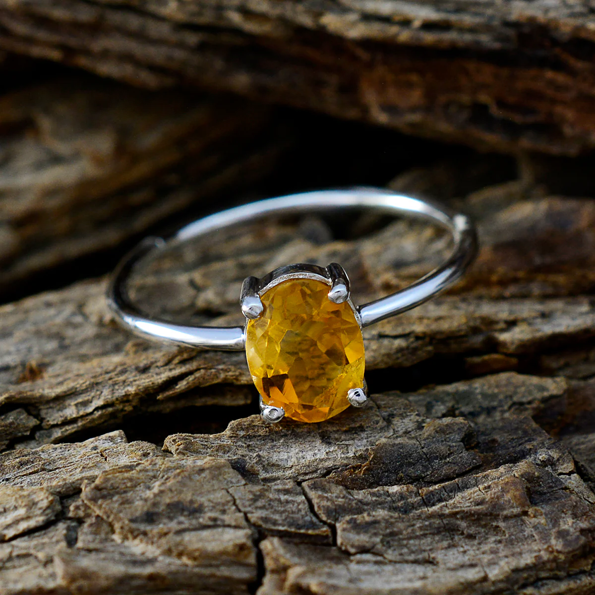Citrine Solitaire American Sterling Silver Yellow Gemstones Elegant  Luxurious Ring Jewellery - Image 3