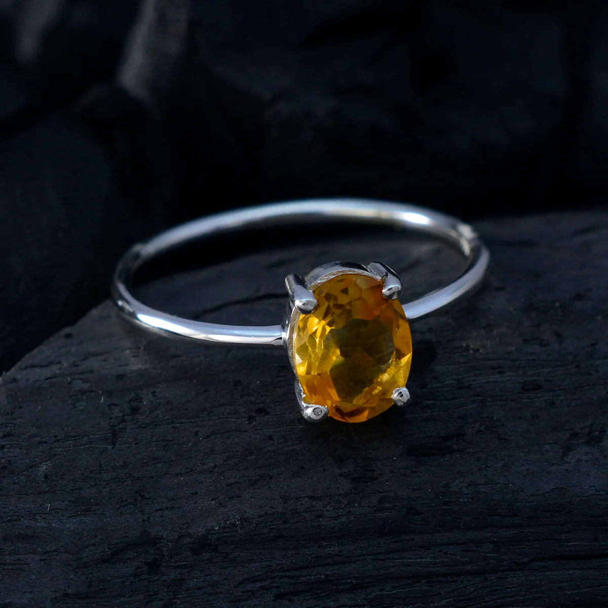 Citrine Solitaire American Sterling Silver Yellow Gemstones Elegant  Luxurious Ring Jewellery - Image 4