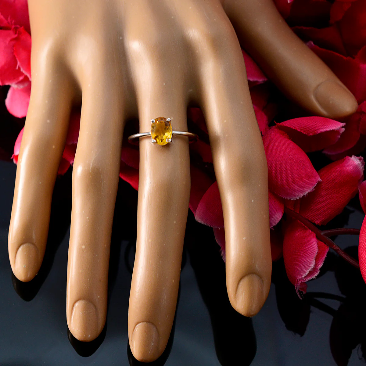 Citrine Solitaire American Sterling Silver Yellow Gemstones Elegant  Luxurious Ring Jewellery - Image 5