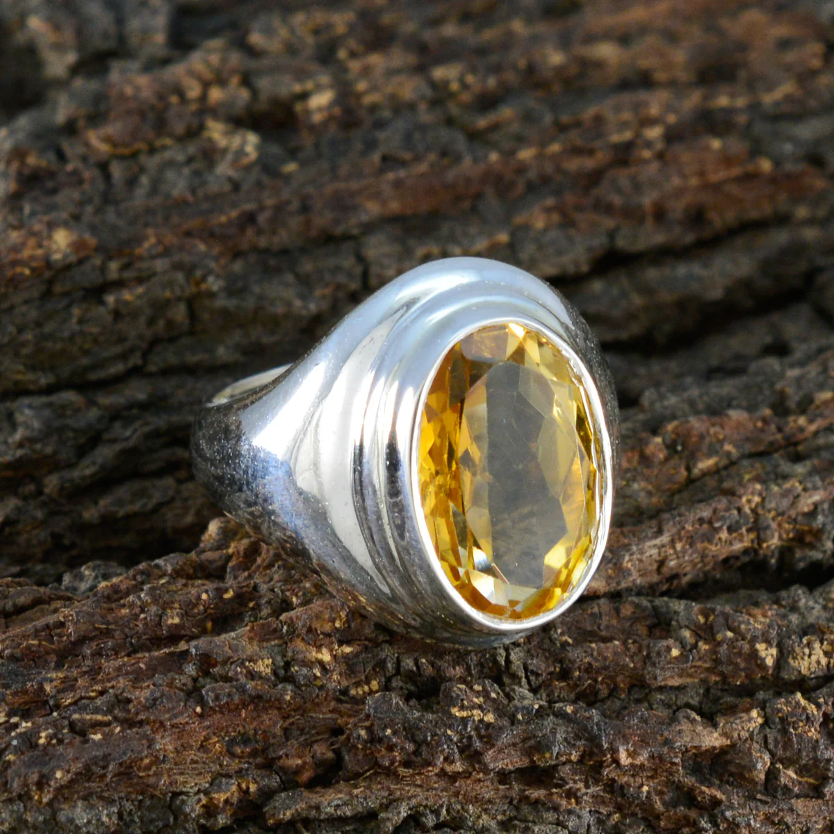 Citrine Solitaire German 925 Silver Yellow Gemstones Mid-weight Luxurious Ring Jewellery - Image 3