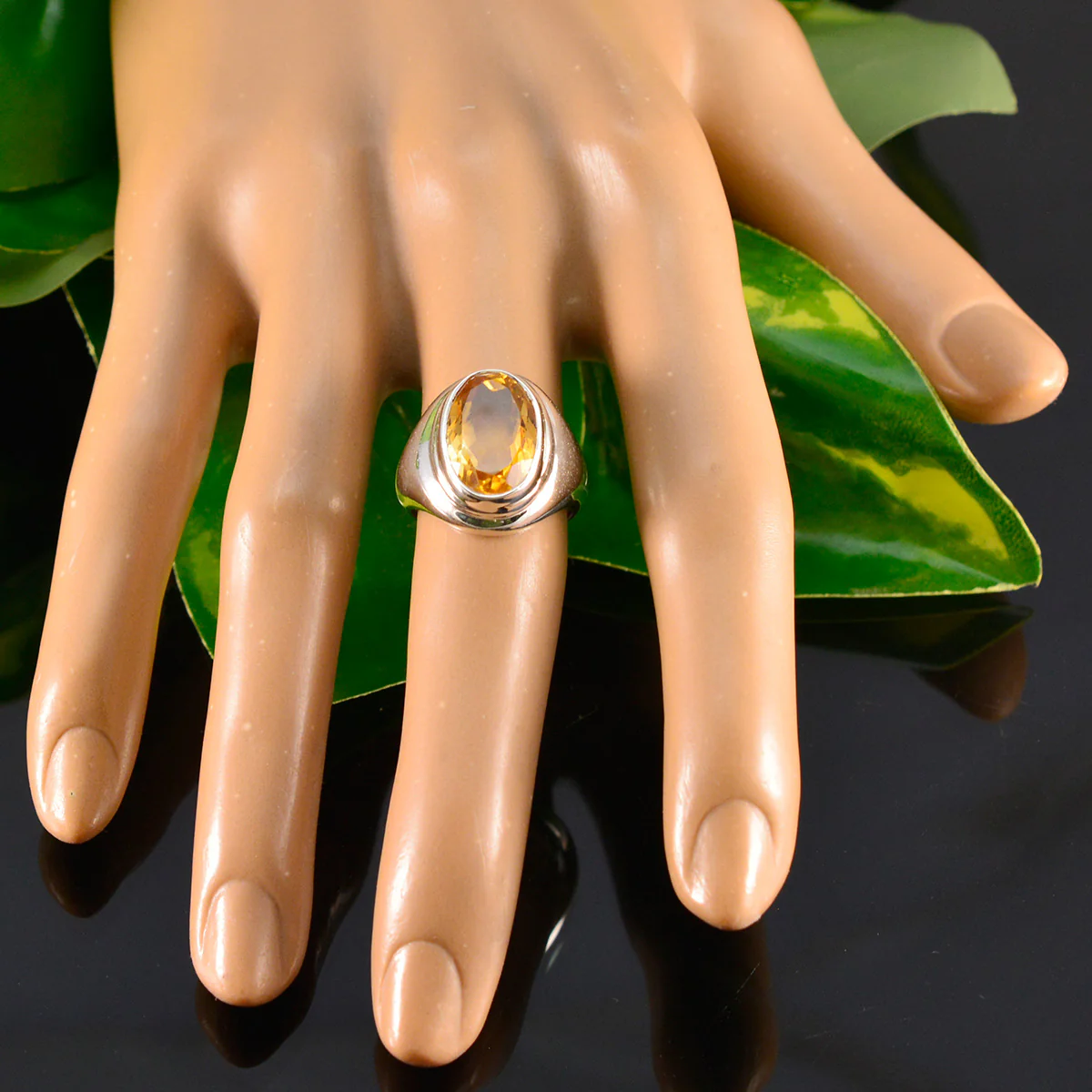 Citrine Solitaire German 925 Silver Yellow Gemstones Mid-weight Luxurious Ring Jewellery - Image 5