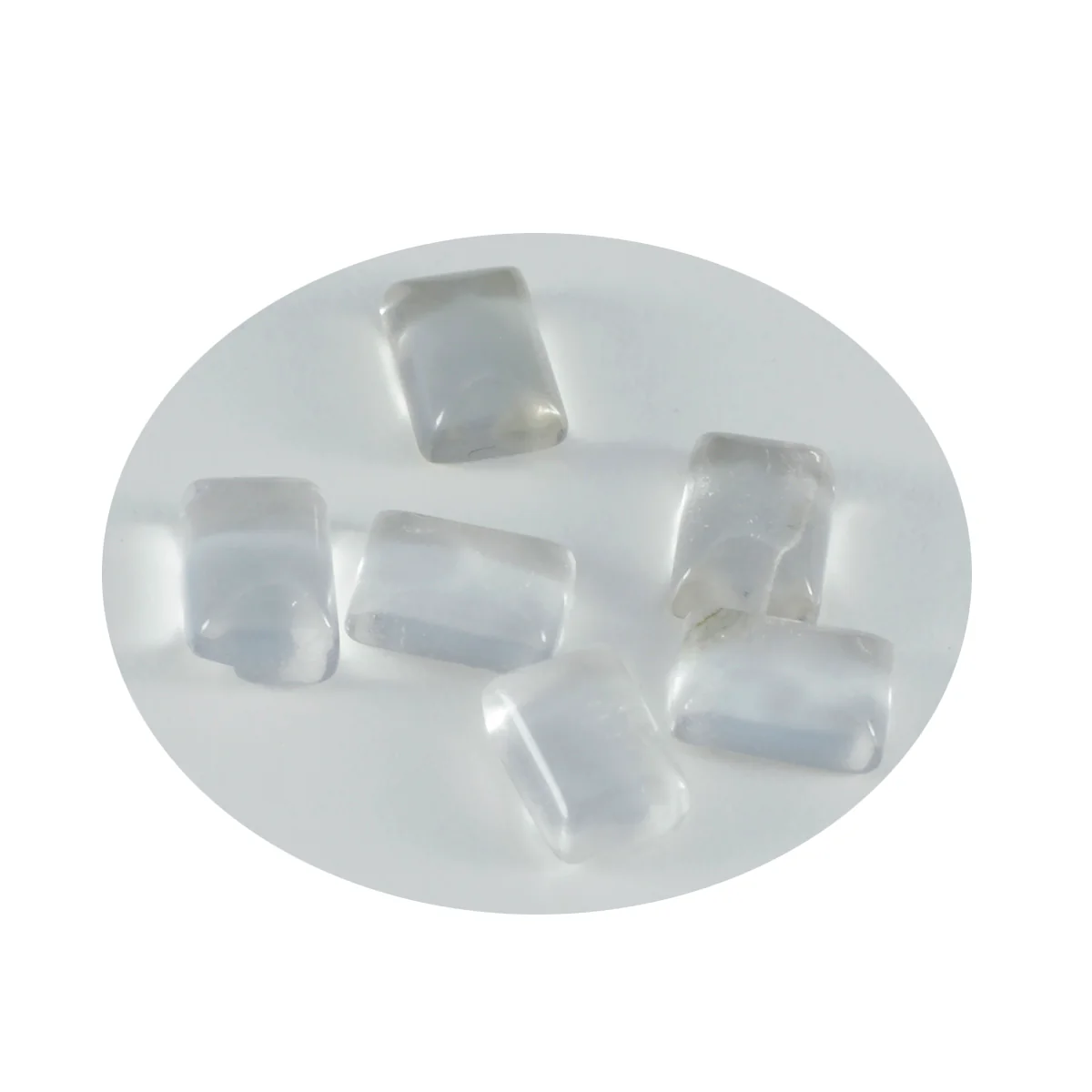 Crystal Quartz 1PC Medium 7x10 MM Emerald Cabochon White Splendid semi Precious Loose Gemstone - Image 4