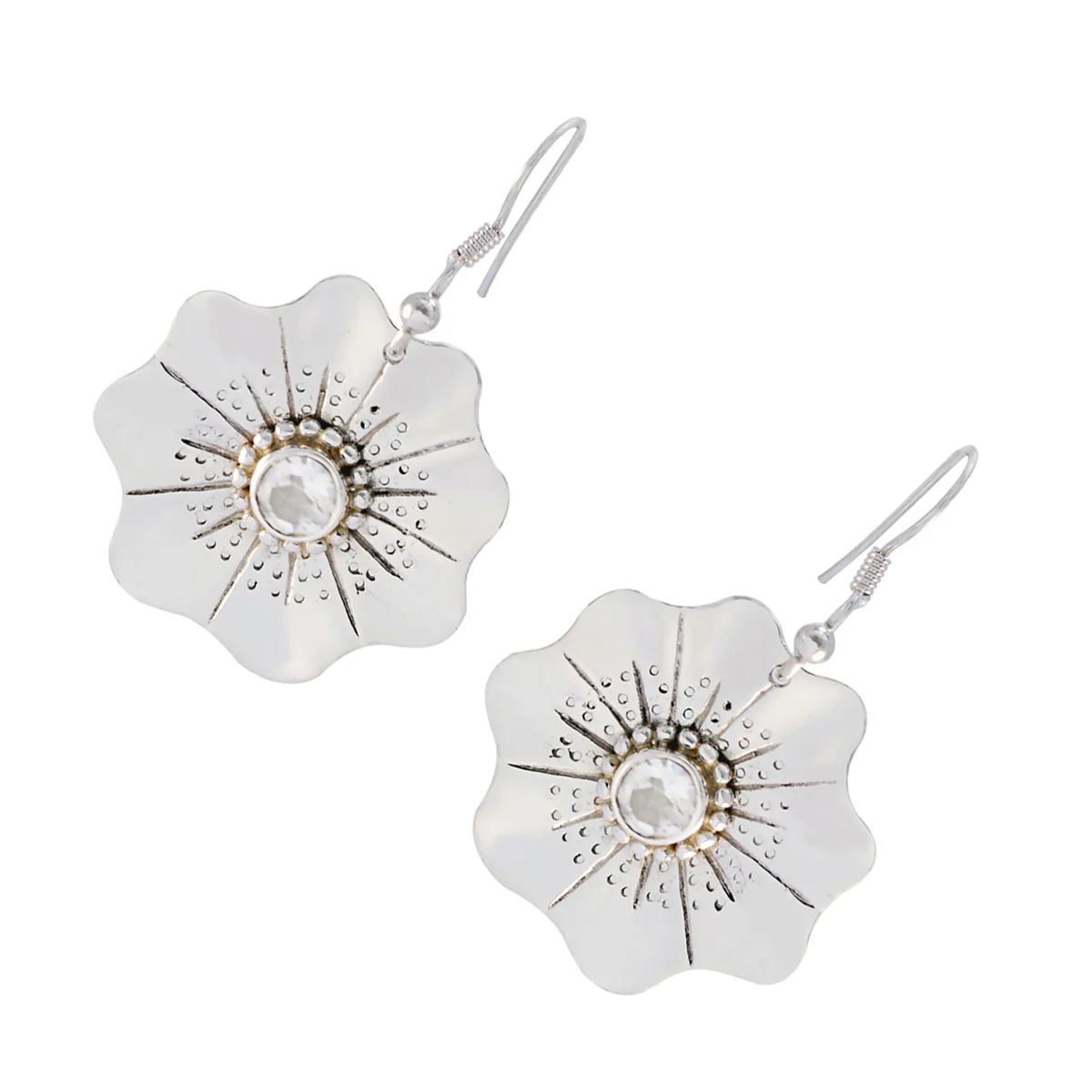 Crystal Quartz Latin American Agnes Solitaire Dangle White Sterling Silver Earring - Image 3